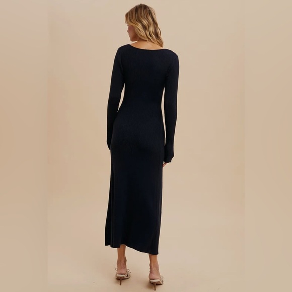 NWT Viscose Blend Knitted Maxi Sweater Dress Black - Picture 3 of 5